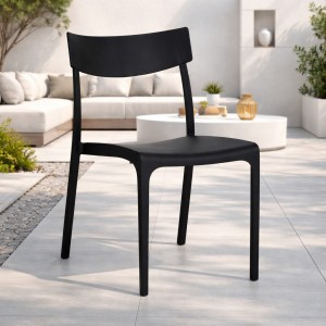 Vista ambientata Sedia da giardino in Polipropilene colore Antracite design impilabile modello Provence Totò Piccinni