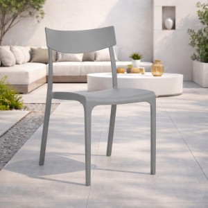 Vista ambientata Sedia da giardino in Polipropilene colore Grigio design impilabile modello Provence Totò Piccinni