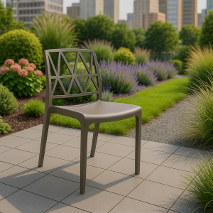 Vista ambientata Sedia in polipropilene Tortora design impilabile made in italy modello Bridge Totò Piccinni