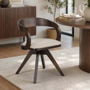 Vista ambientata Sedia da salotto in legno colore Beige girevole modello Adda Totò Piccinni