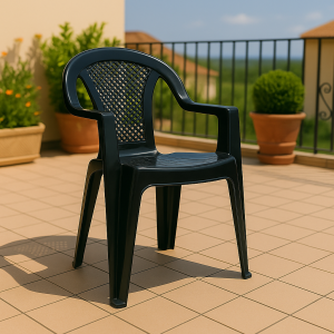 Vista ambientata Sedia da interno ed esterno colore Antracite in Polipropilene design impilabile modello FESTA Totò Piccinni