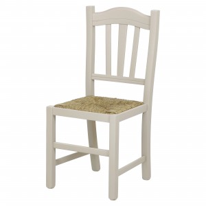 Vista diagonale di una sedia legno paesana Silvana artigianale colore Avorio Totò Piccinni