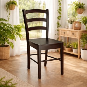 Vista ambientata Sedia in Kit in Legno colore Wengé modello Veneta Totò Piccinni