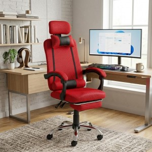 Vista ambientata Sedia ufficio colore Rosso girevole ergonomica e reclinabile modello Beta Totò Piccinni