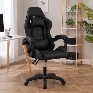 Vista ambientata Sedia gaming in Similpelle colore Nera girevole reclinabile ed ergonomica modello Gaming Totò Piccini