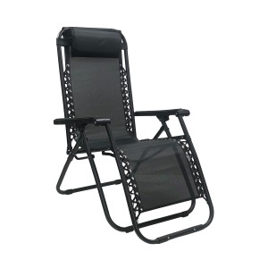 Sedia a sdraio Gravity gravità zero reclinabile e pieghevole adatta ad ambienti esterni in robusto acciaio e resistente textilene lavabile colore nero