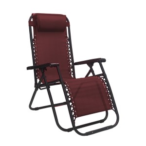 Sedia a sdraio Gravity gravità zero reclinabile e pieghevole adatta ad ambienti esterni in robusto acciaio e resistente textilene lavabile colore rosso