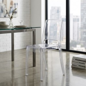 sedia trasparente kristal in policarbonato, designo moderno totò piccinni