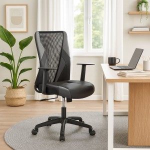 Vista ambientata Sedia ufficio ergonomica colore Grigio girevole con altezza regolabile modello Team Totò Piccinni