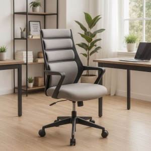 Vista ambientata Sedia ufficio ergonomica colore Grigio girevole con altezza regolabile modello Stripe Totò Piccinni