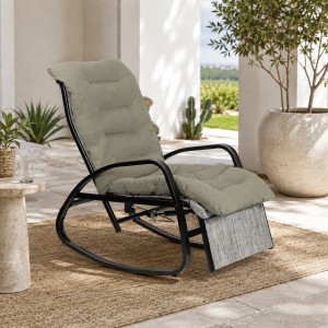Vista ambientata Sedia poltrona dondolo con schienale regolabile colore Grigio con cuscino modello Galaxy Totò Piccinni