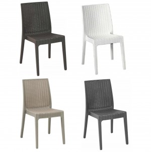 sedie selene senza braccioli in resina simil rattan design impilabile