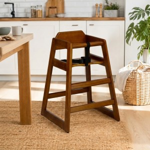 Vista ambientata Seggiolone per bambini in legno colore Noce design impilabile Totò piccinni