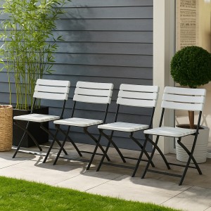 Vista ambientata Sedia da giardino pieghevole colore Bianco struttura in metallo modello Panama Totò Piccinni