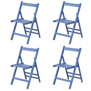 set 4 sedie in legno di alta qualità pieghevoli colore Blu Totò Piccinni
