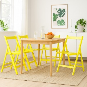 Vista ambientata set 4 sedie in legno di alta qualità pieghevoli colore Giallo Totò Piccinni