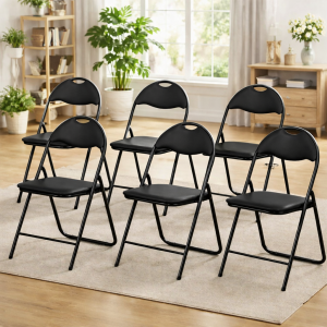 Vista ambientata set 6 sedie pieghevoli salvaspazio Imbottite Totò Piccinni