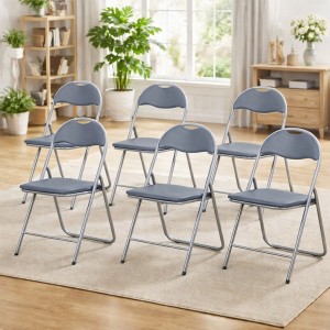 Set di 6 sedie pieghevoli salvaspazio imbottite ecopelle colore Grigio Totò Piccinni