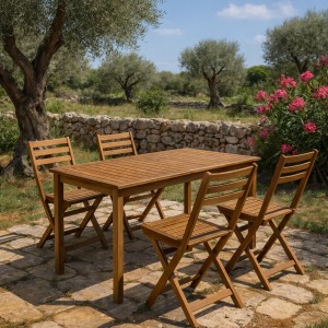 Set Tavolo 140x78 con 4 sedie Pieghevoli in Legno modello Arleston Totò piccinni