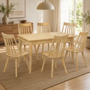 Set pranzo in legno massello tavolo maddalena 120/155 e 6 sedie basento Totò Piccinni