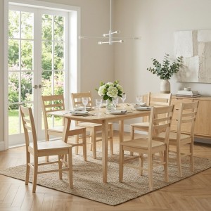 set tavolo in legno allungabile ester 120/160 con 6 sedie in legno petra rovere naturale 
