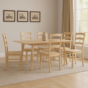 set tavolino in legno allungabile ester 120/160 con 6 sedia veneta rovere naturale