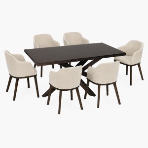 Set pranzo in legno massello con tavolo panarea 150cm e 6 poltroncine tevere totò piccinni