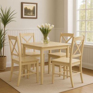 set tavolo in legno teo 75 e 4 sedie in legno kit creta  rovere naturale