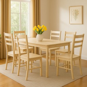 set tavolo in legno teo 110 con 6 sedie petra rovere naturale