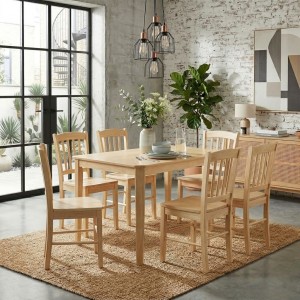 Set tavolo in legno teo 110 con 6 sedie in legno silvia rovere naturale