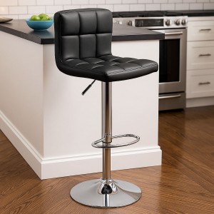 Vista ambientata sgabello bar con schienale colorado girevole 360 gradi regolabile in altezza nero