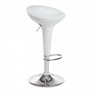 vista diagonale sgabello bar nashville girevole 360 gradi regolabile in altezza bianco Totò Piccinni