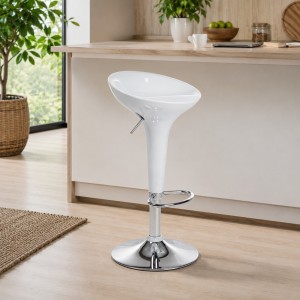 vista ambientata sgabello bar nashville girevole 360 gradi regolabile in altezza bianco Totò Piccinni