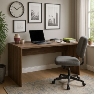 Vista ambientata Scrivania ufficio in legno colore Noce Brera modello Bali Totò Piccinni