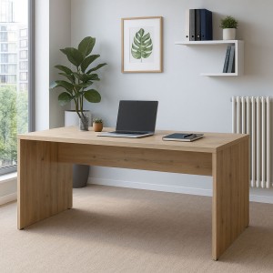 Vista ambientata Scrivania da ufficio in legno colore Rovere Artisan modello Alba Totò Piccinni