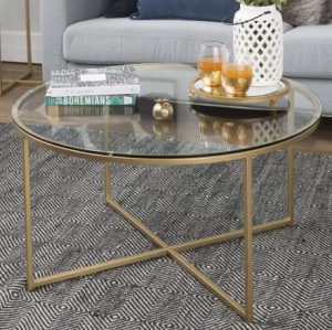 Tavolino moderno da salotto con struttura in metallo e piano in vetro modello Vintage Totò Piccinni