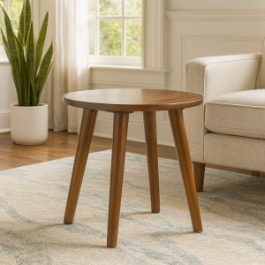 Vista ambientata Porta telefono in legno di faggio in Tessuto colore Denim Blue con braccioli modello Libeccio Totò Piccinni