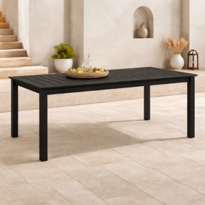 Vista ambientata Tavolo Allungabile da esterno in alluminio colore Antracite modello Linosa Totò Piccinni