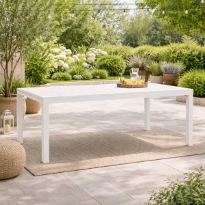 Vista ambientata Tavolo Allungabile in Alluminio colore bianco 200/300x100 modello Salina Totò Piccinni