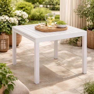 Vista ambientata Tavolo Allungabile in Alluminio colore bianco 90/180 modello Vulcano Totò Piccinni