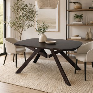 Vista ambientata Tavolo moderno in legno pregiato colore Noce Scuro modello Lipari Totò Piccinni