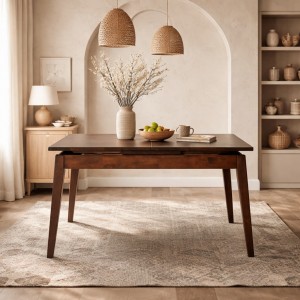 Vista ambientata Tavolo Allungabile in legno massello Ciliegio scuro modello Gardena Totò Piccinni