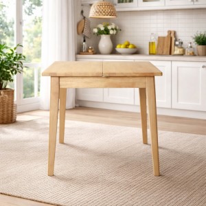 Vista ambientata Tavolo in Legno massello allungabile 80/115 rovere naturale modello Maddalena Totò Piccinni