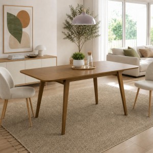 Vista ambientata Tavolo rettangolare colore Noce design scandinavo modello Ester Totò Piccinni