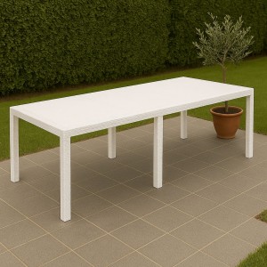 Vista ambientata Tavolo per esterno in Polipropilene colore Bianco modello Queen Totò Piccinni