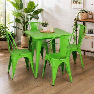 Set tavolo e 4 sedie in metallo design industriale colore Bianco modello Industry Totò Piccinni
