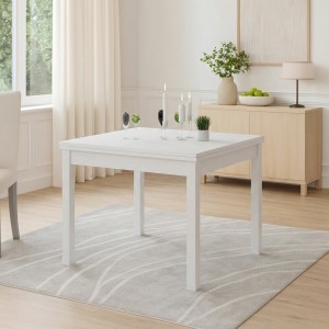 Vista ambientata Tavolo in legno colore Bianco Frassino con apertura a libro modello Firenze Totò Piccinni