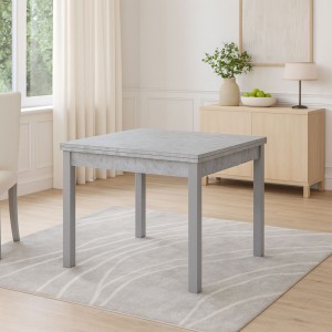 Vista ambientata Tavolo in legno colore Cemento con apertura a libro modello Firenze Totò Piccinni