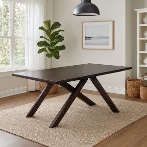 Tavolo moderno ETNA in pregiato legno massello noce scuro