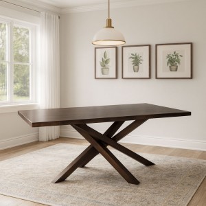 Vista ambientata Tavolo moderno in legno colore Noce Scuro modello Panarea Totò Piccinni